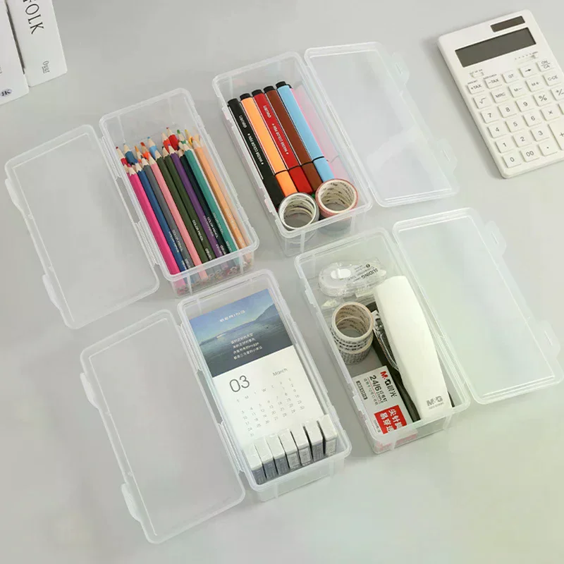 Transparent Pencil Case Sketch Plastic Pencil Case Storage Case Art Student Pencil Case Stackable Office Supplies Organizer Box