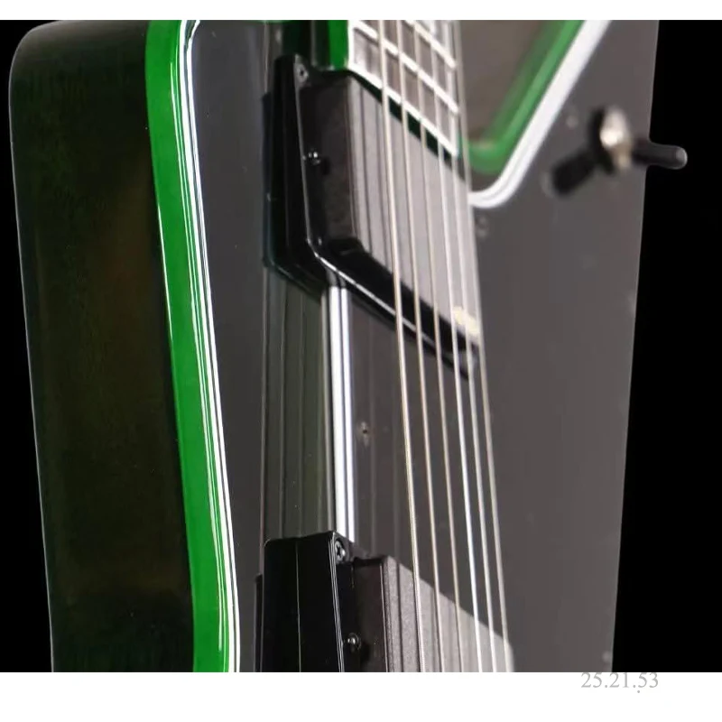 solid constructed electric guitar, deep wood grain top, Passive Pickups,  black  Pickguard
