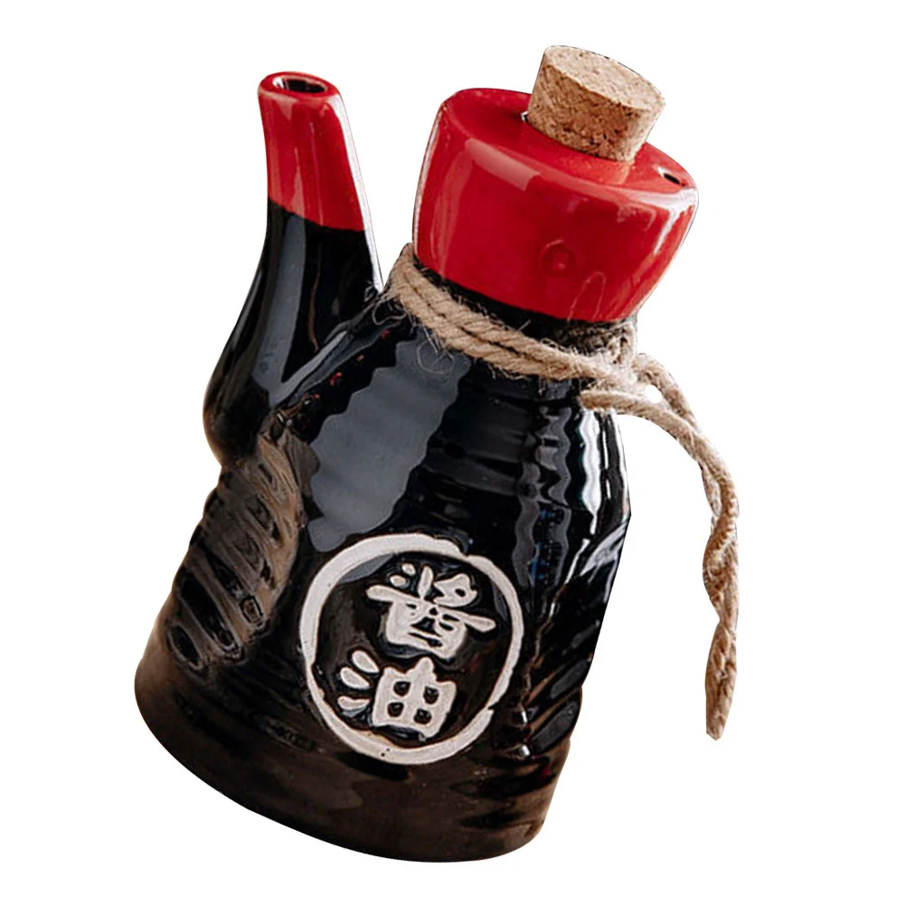 Balsamic Vinegar Ceramic Soy Sauce Bottle Condiment Dispenser Spice Kitchen Accessory Set Seasoning Black Pot Travel