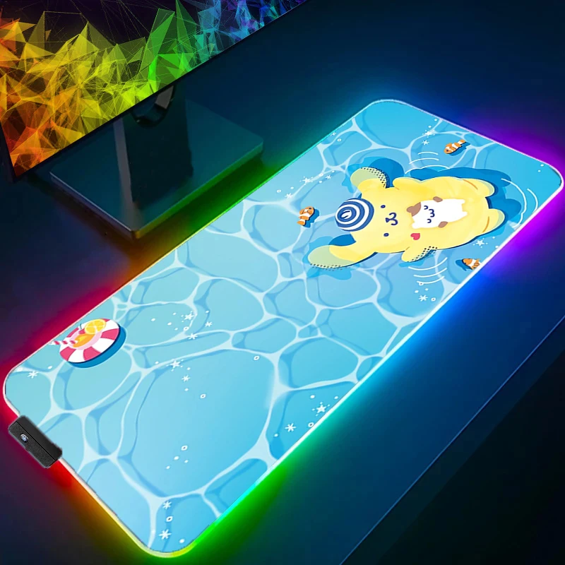 

Mouse Pad P-pompompurin RGB Gamer Backlight Games Mouse Pad XXL 900x400 Keyboard Pad Large Kawaii Mousepad LED Gaming Desk Mat