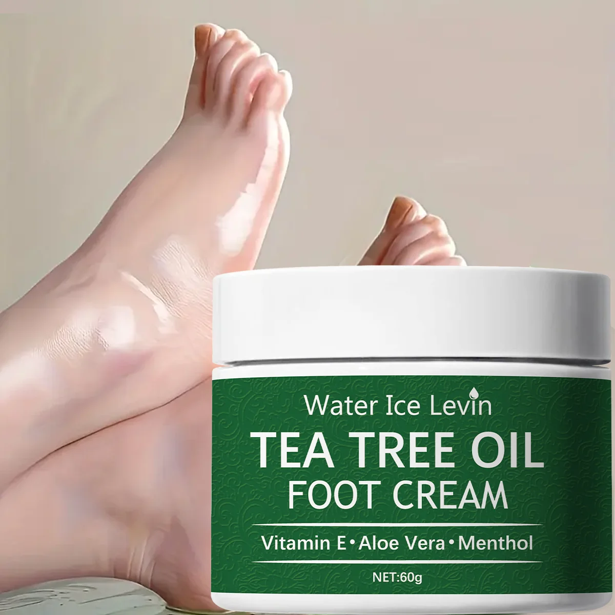 كريم زيت شجرة الشاي والثلج المائي - فيتامين E الألوة فيرا المنثول يهدئ القدمين غير دهني سريع الامتصاص 60 جرام صافي #1