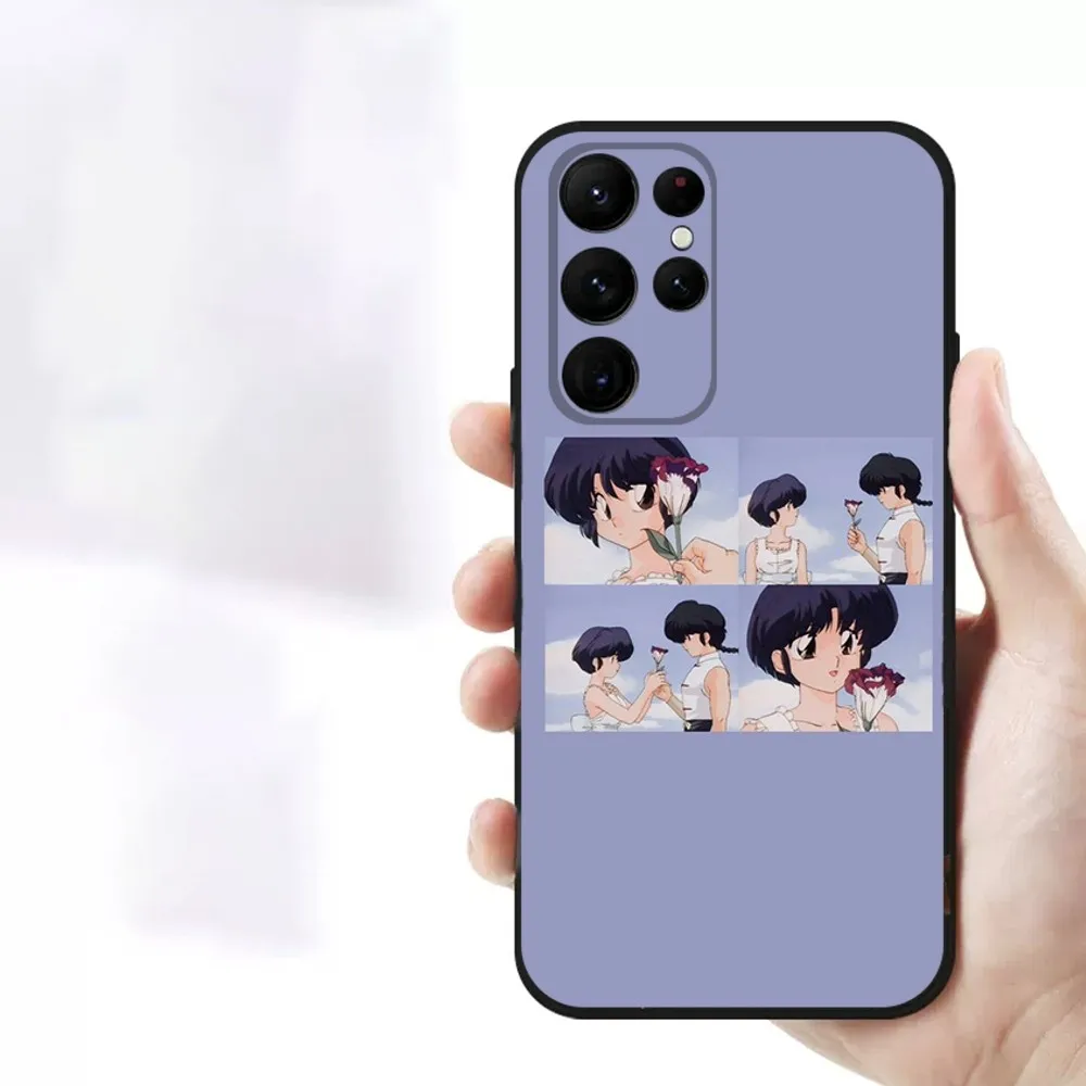 Cartoon R-RANMA 1 2  Phone Case For Samsung S23,23,22,30,21,10,9,Note20 Ultra,Lite,Ultra,5G,Plus,FE,Black Soft Case