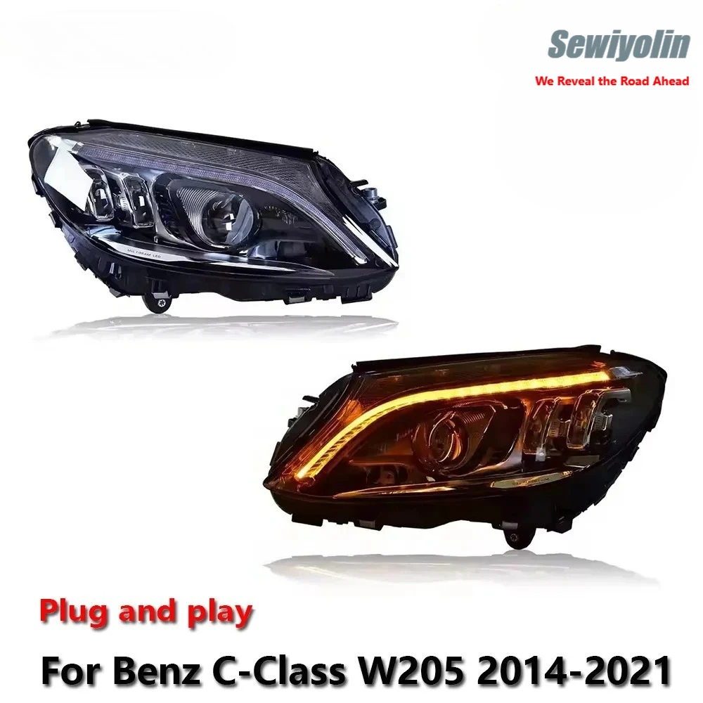 

Светодиодные фары Sewiyolin для Mercedes-Benz C-Class W205 2014-2021: противотуманные фары, ДХО, стоп-сигналы, указатели поворота, установка Plug and Play