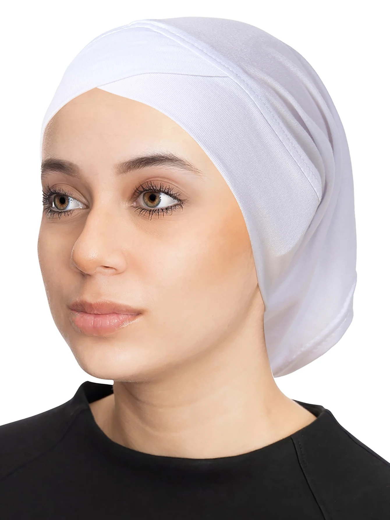 Solid Color Crossed Forehead Women Muslim Hijab Caps Wrap Head Soft Elastic Turban Bonnet Islamic Clothing Accessories