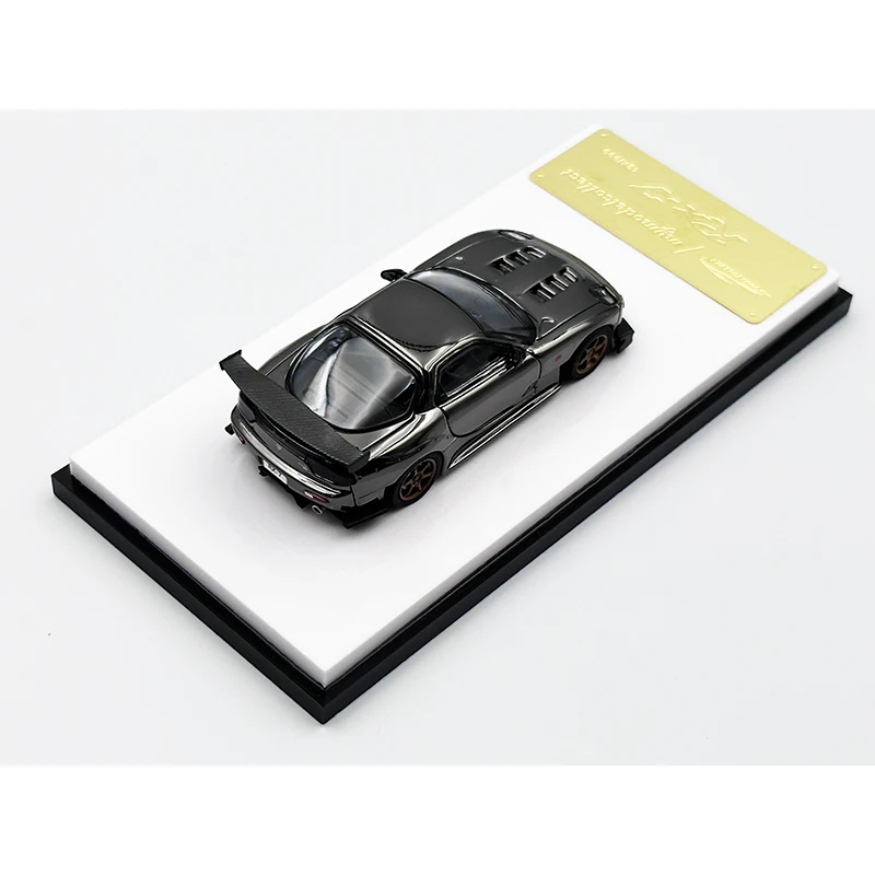 Amemiya RX7 FD3S cromado gris fundido a presión modelo de coche, juguetes de colección, MC en Stock, 1:64 RE