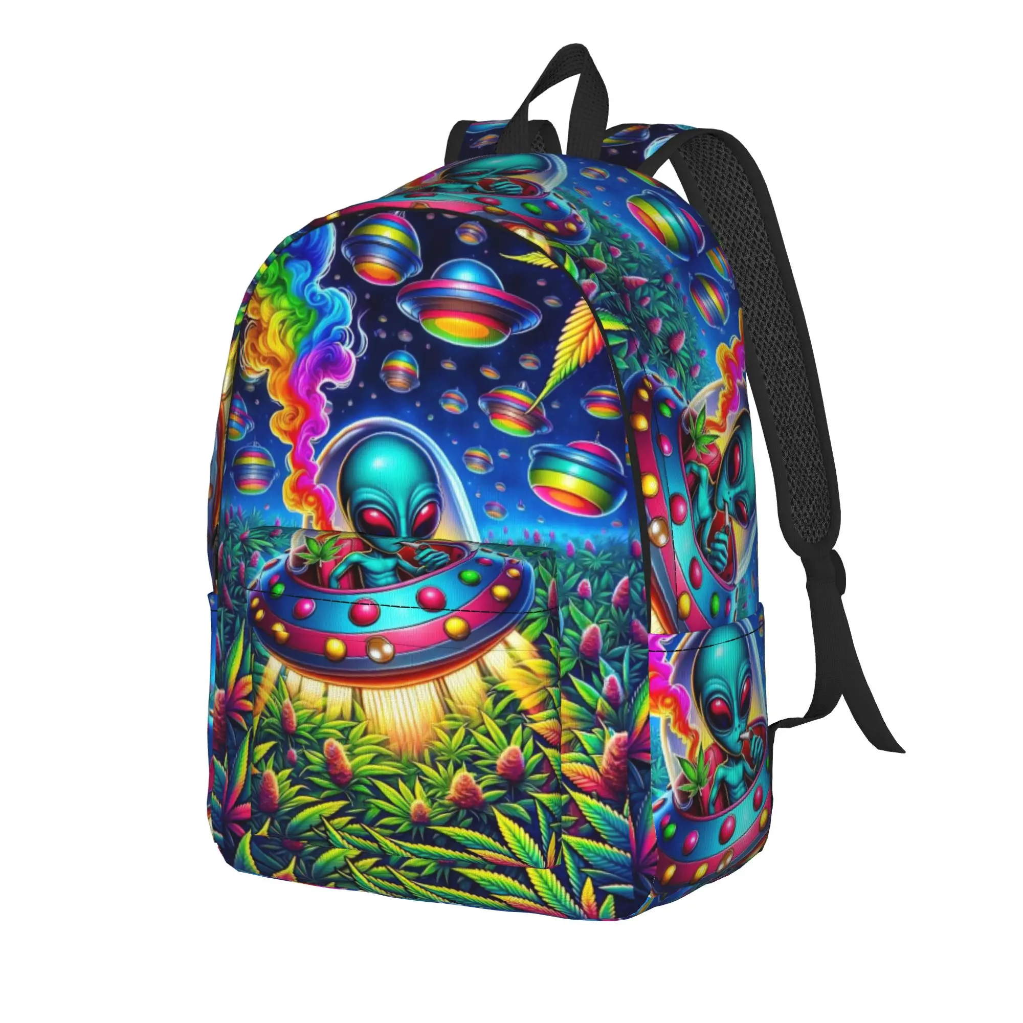 Novel Fun Alien Space Fantasy Design Backpack  Outdoor Backpacks Student Unisex Kawaii High School Bags High Quality Rucksack