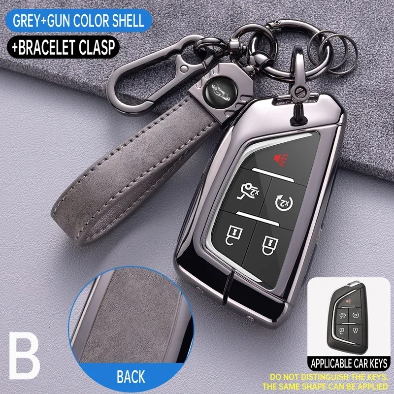 

Car Remote Key Case Cover Shell Fob For Cadillac CT4 CT5 CT4-V C8 Corvette 2020 2021 2022 2023 Holder Keychain Accessories