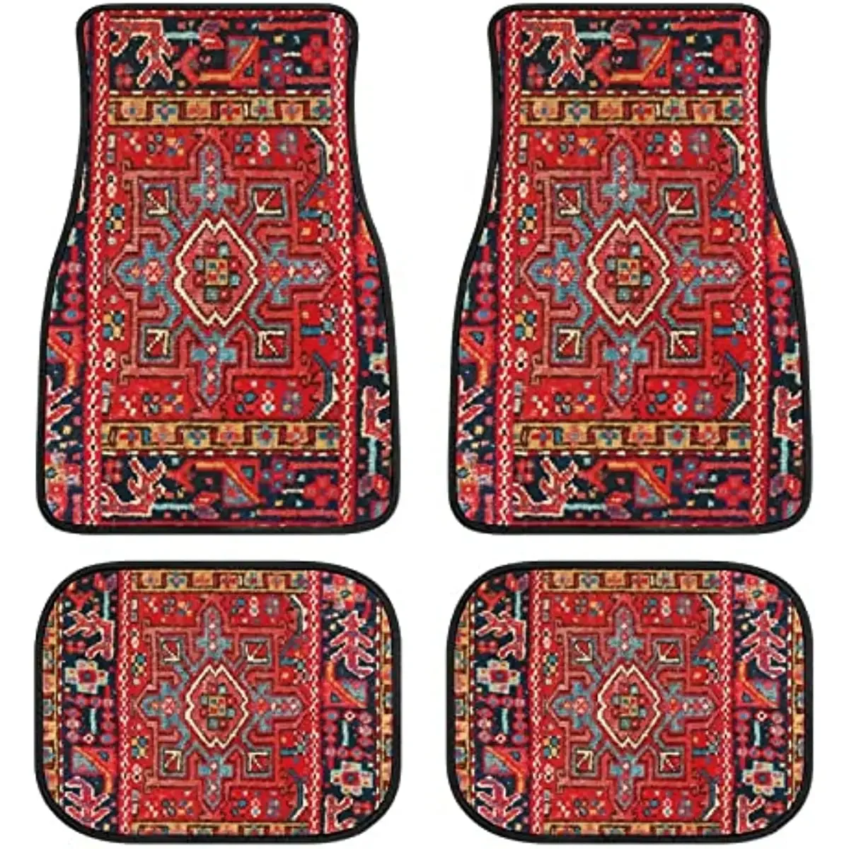 Car Floor Carpet Set of 4 Piece Persian Rug Design Auto Interior Floor Mats Durable Front & Rear Carpets for Car Truck S