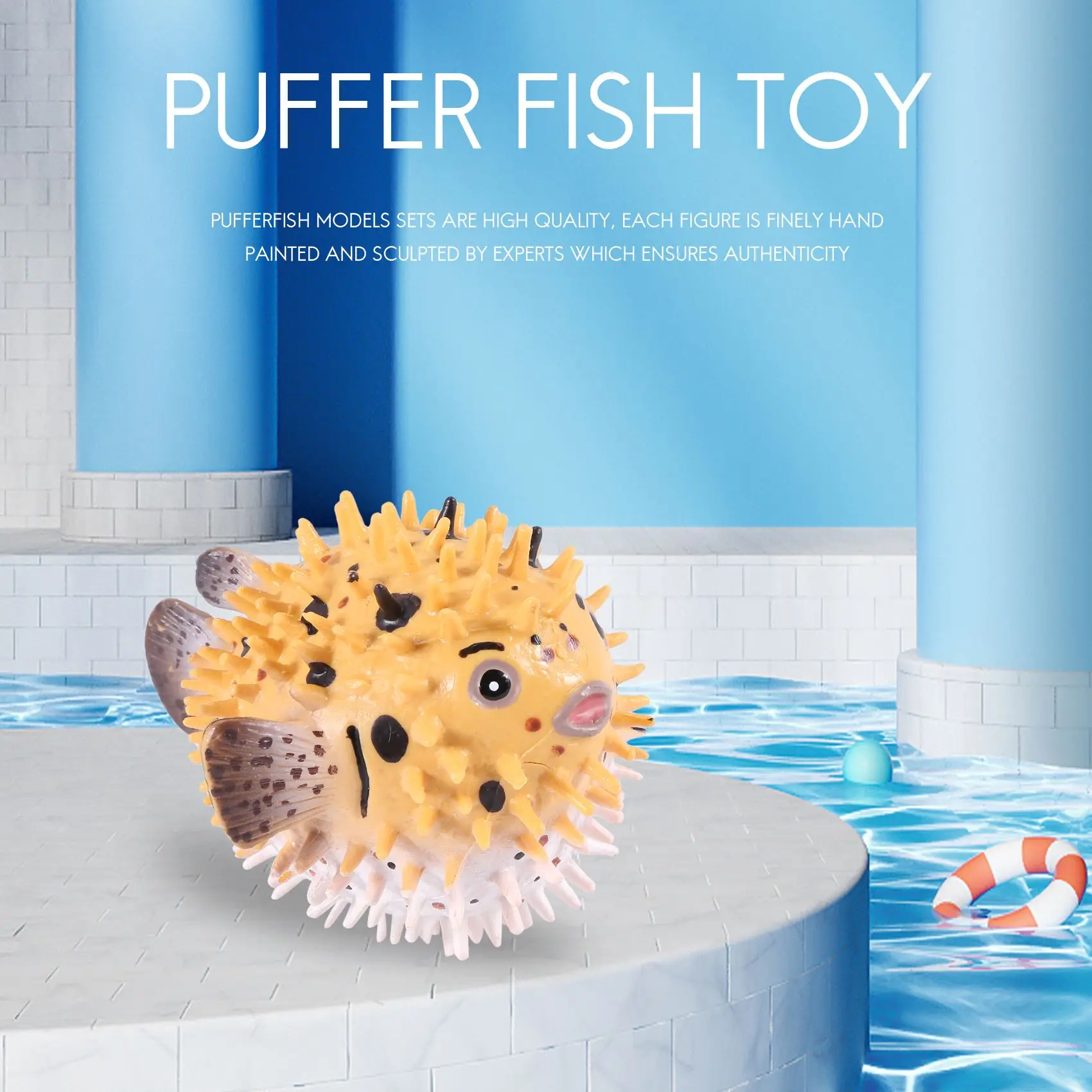 Pufferfish Figurine Realistic Plastic Wild Pufferfish Figurine Set for Collection Science Educational Prop Animal Model