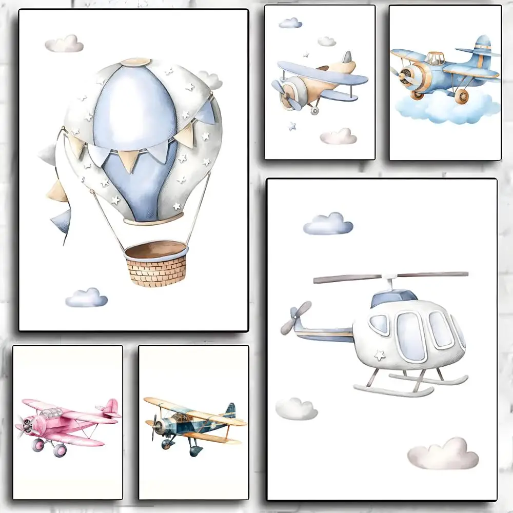 Aircraft Cartoon Poster HD Art Mural Waterproof Wall Decor Durable DIY Home Decoration for Living Room Bedroom