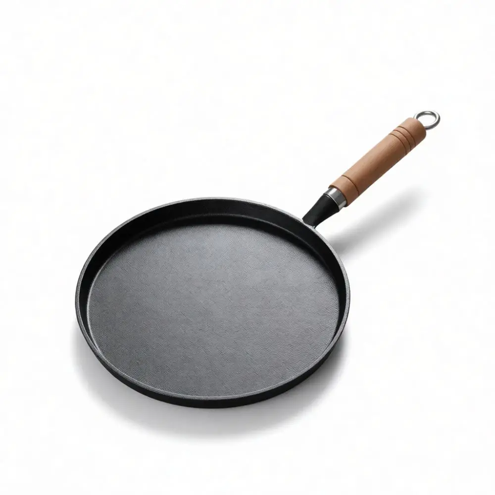 Healthy Uncoated Cast Iron Frying Pan Traditional Kitchen Skillet For Pancake Tortilla Crepe Pizza Gas Stove Cooker