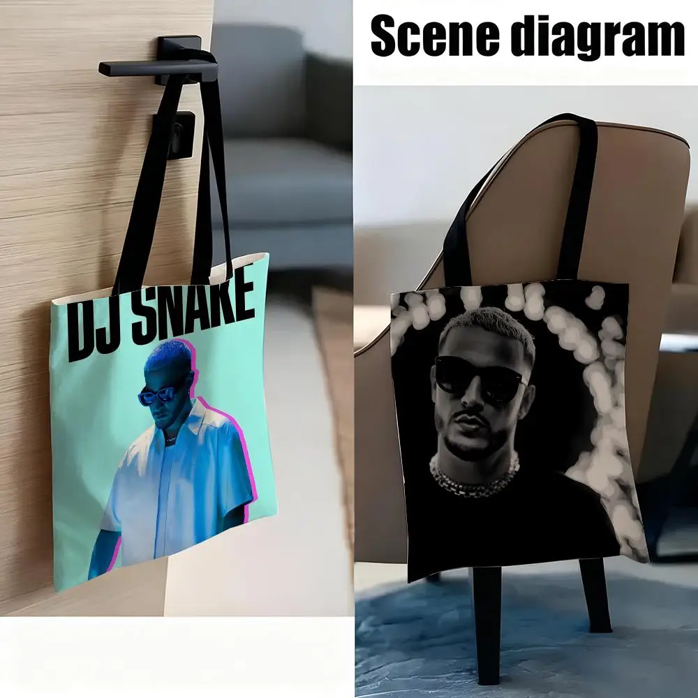 حقائب تخزين DJ S-Snake لمنتج الموسيقى خفيفة الوزن من القماش الكتاني للمتسوقين عصرية صديقة للبيئة متعددة الاستخدام بسعة كبيرة
