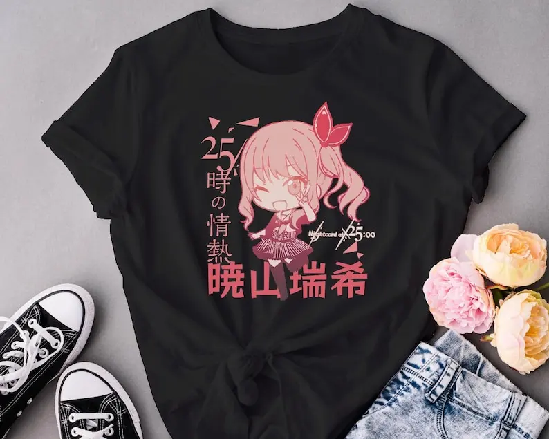 Chibi Akiyama Mizuki Inspired Kawaii Anime Graphic Unisex Softstyle T-Shirt Cute Project Sekai Nightcord Stylish pastel pink Tee