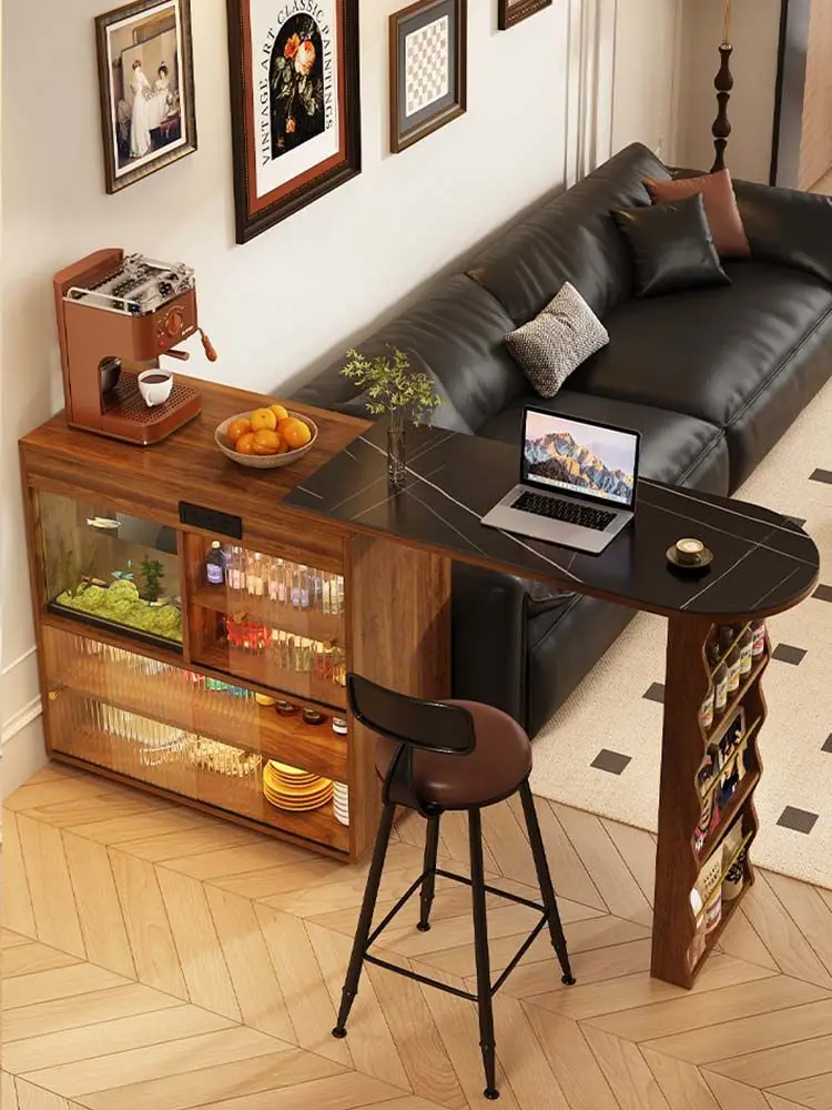 Jincheng Solid Wood Panel Bar Table Retractable Partition Cabinet