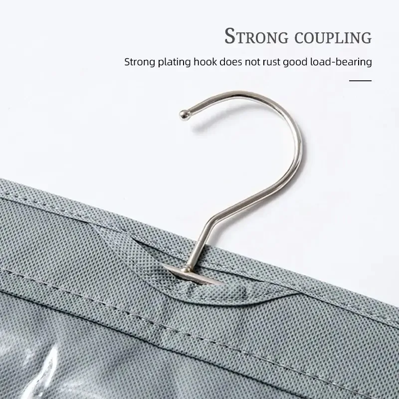 6 Pocket Hanging Handbag Organizer For Wardrobe Closet Gray Waterproof Storage Bag Door Wall Clear Sundry Bag With Hanger Pouch image 6