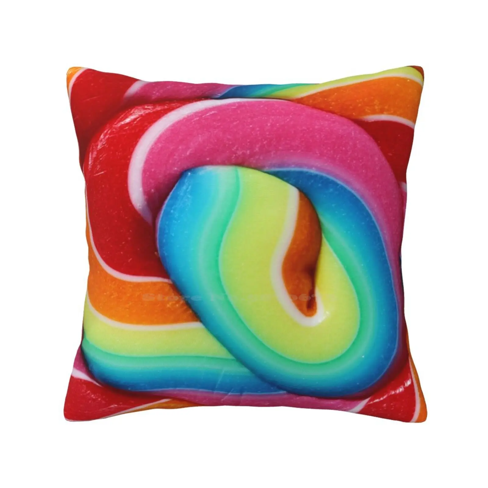 Lollipop , Lollipop-Pink Edition Home Sofa Car Waist Throw Pillowcase Rainbow Candy Lolly Lollipop Food Sweets Swirly Fun