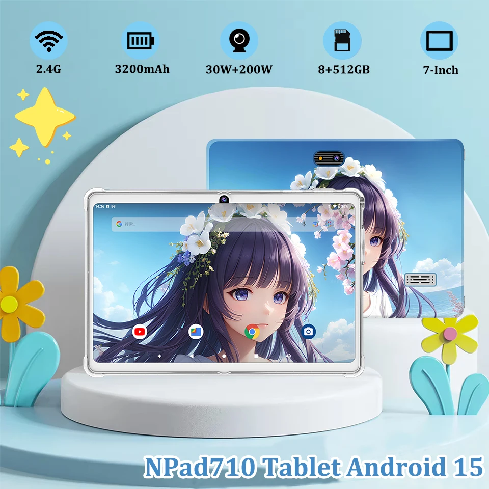 

BND-A89 7-дюймовый детский планшет, четырехъядерный процессор Android 14 WIFI, 8 ГБ ОЗУ, 512 ГБ ПЗУ, детский планшет с YouTube и мультяшным чехлом