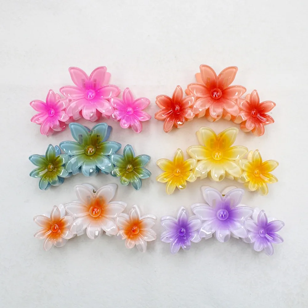 2024 Gradient Large Flower Hair Claw Clip Acrylic Bauhinia Flower Shark Clip Colorful Korean Hair Claw Styling Tool