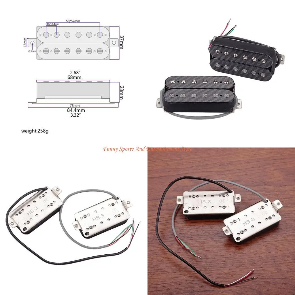 C4DE Open Dual Coil Humbucker Neck Bridge Pickup Magnet Black Electric Guitar
