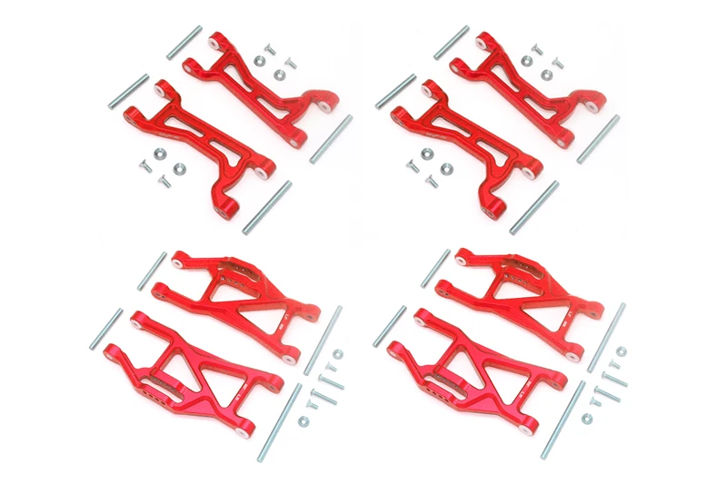 Brazos superiores + inferiores delanteros + traseros de aluminio GPM para camión 1/10 4WD MAXX MONSTER-89076-4