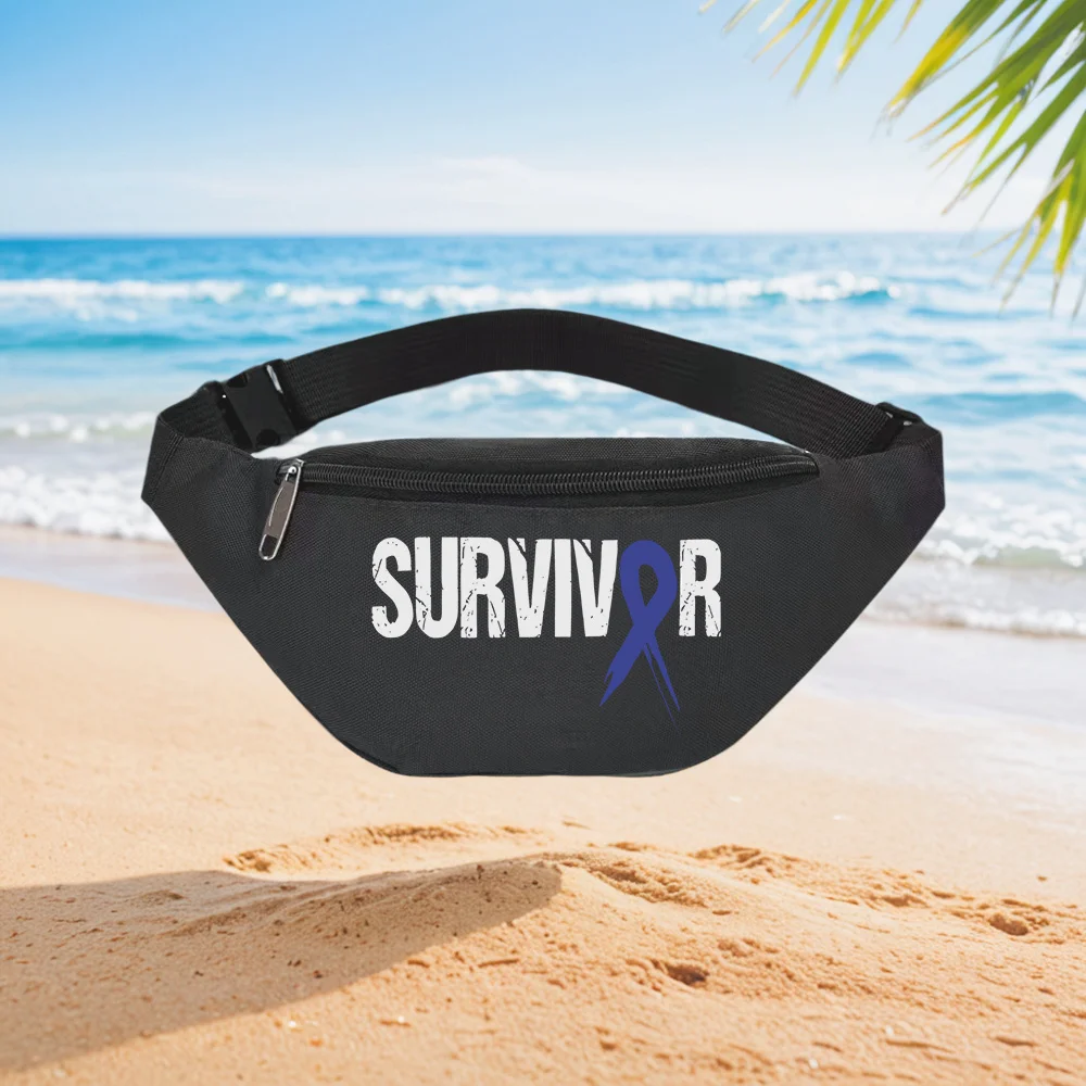 Survivor Ribbon Awareness Support Fashionable Simple Unique Printed Design Waist Backpack Crossbody Chest Bag Street Casual Spor