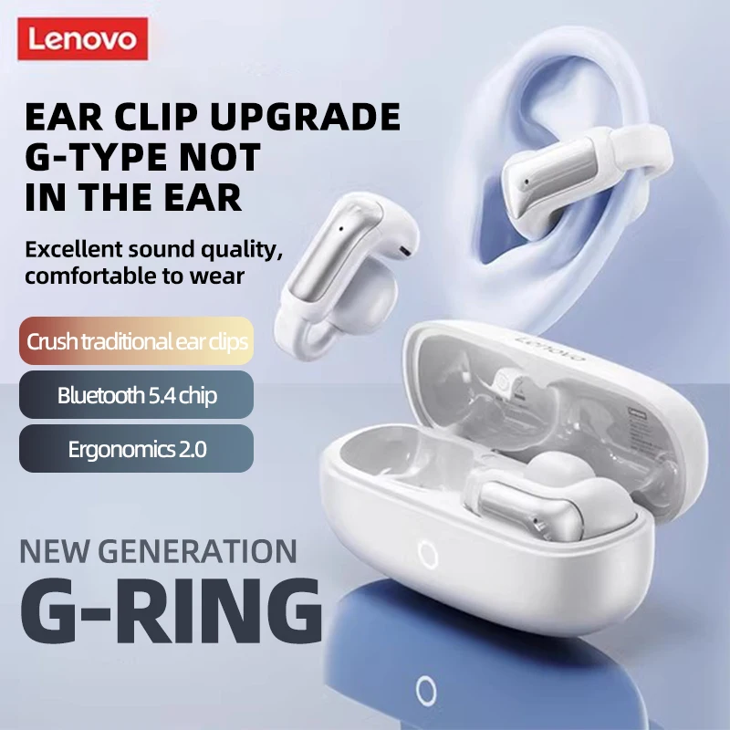 Lenovo EA400 Ear Clip Wireless Earphones Bluetooth 5.4 Headphones Noise Reduction Gaming HlFl Sound Quality for Xiaomi Phone