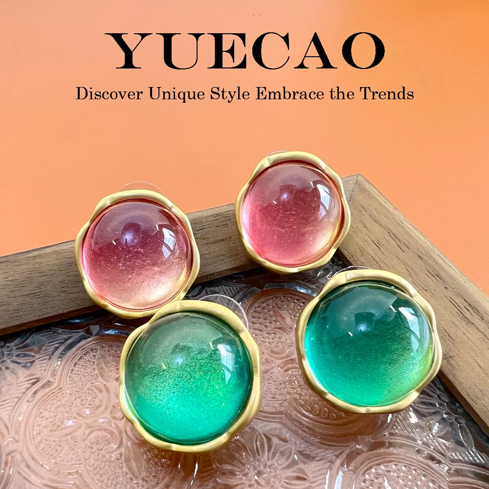 

Vintage Women S925 Silver Needle Green Glaze 18k Gold Plated Copper Stud Earrings Set , Ear Accessories Gift for Woman