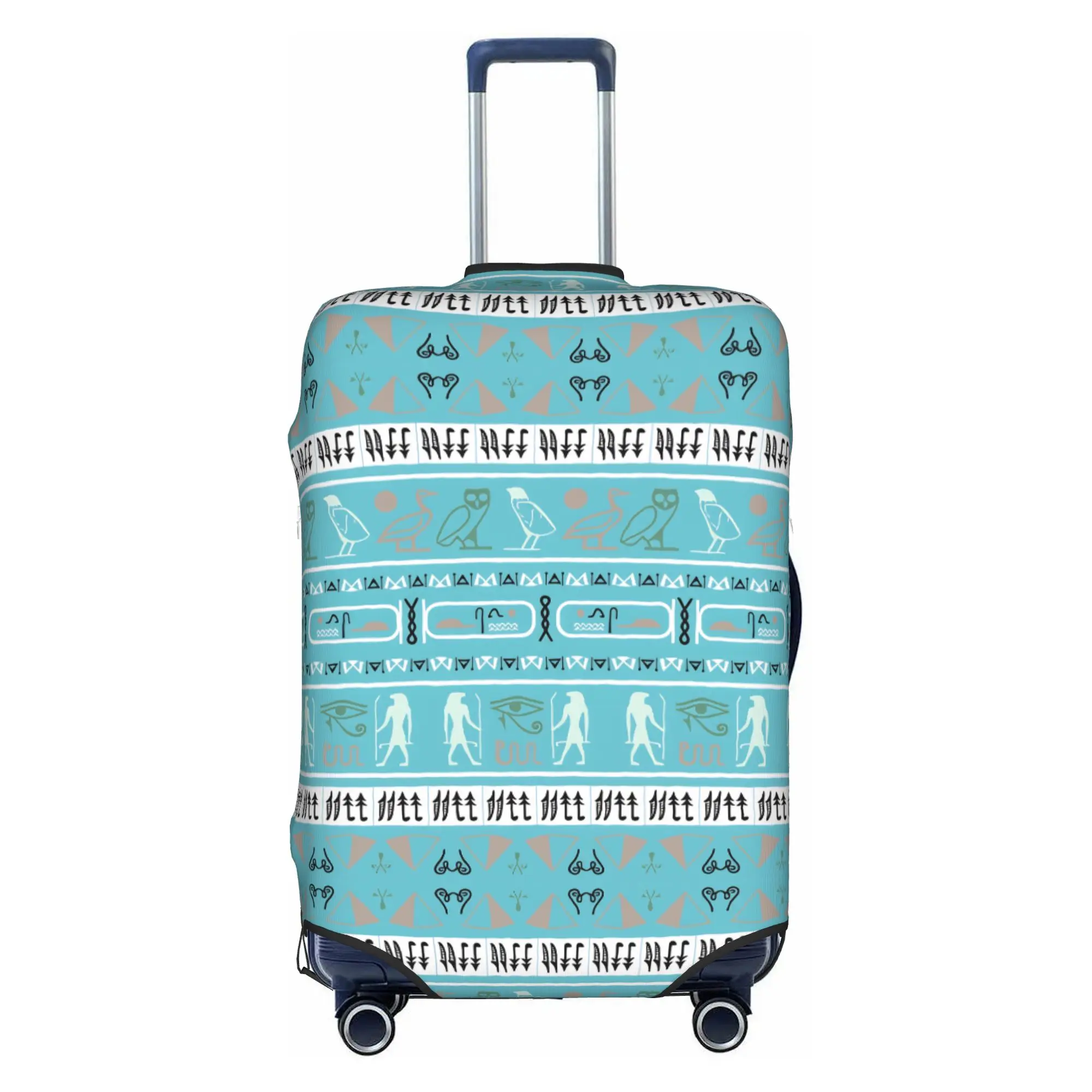 Ankh Eye of Horus Egyptian Travel Luggage Cover Elastic Pyramids Hieroglyphs Suitcase Cover Protector Fit 18-32 Inch