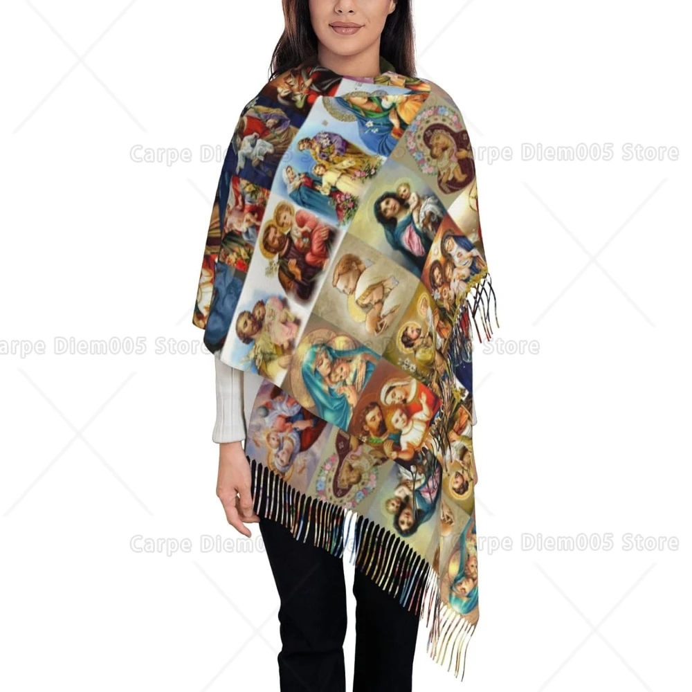 

Jesus Christian Scarf Shawl Wraps for Women Lightweight Tassel Long Large Fall Winter Soft Warm Fashion Thanksgiving Gift