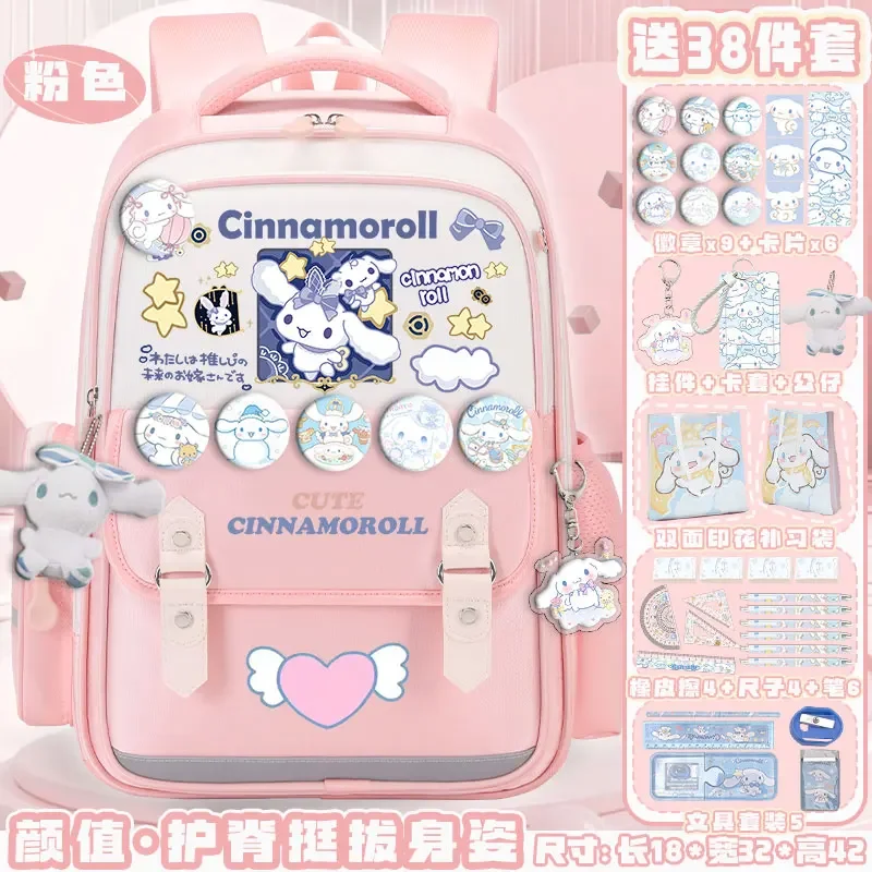 Sanrio-mochila impermeable para estudiantes, Bolsa Escolar de gran capacidad, informal y ligera, almohadilla de hombro, Cinnamoroll Babycinnamoroll