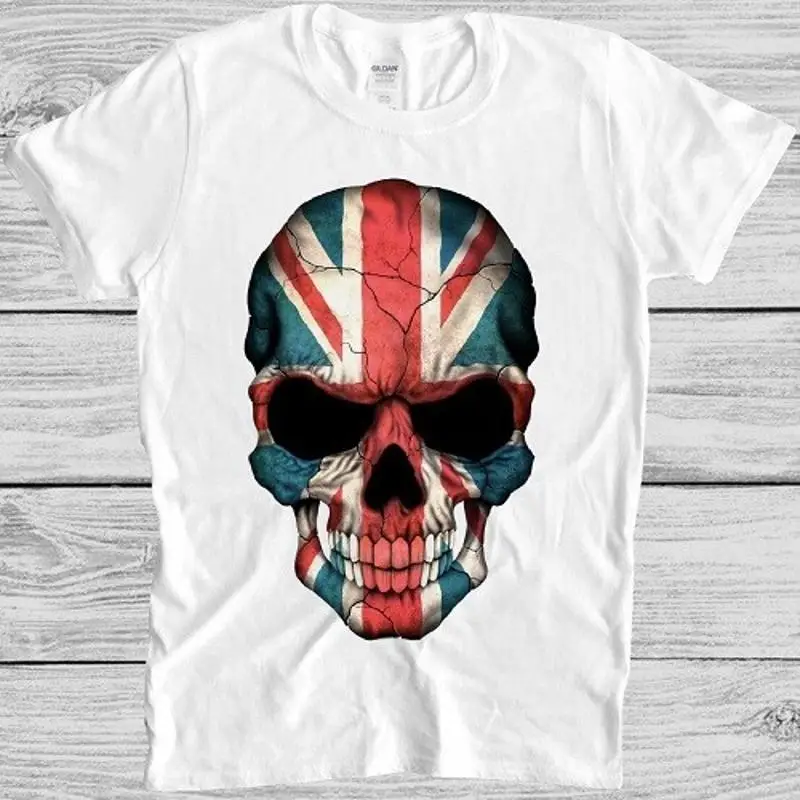 

British Flag Skull T Shirt England Uk Union Jack London Punk Cool M207