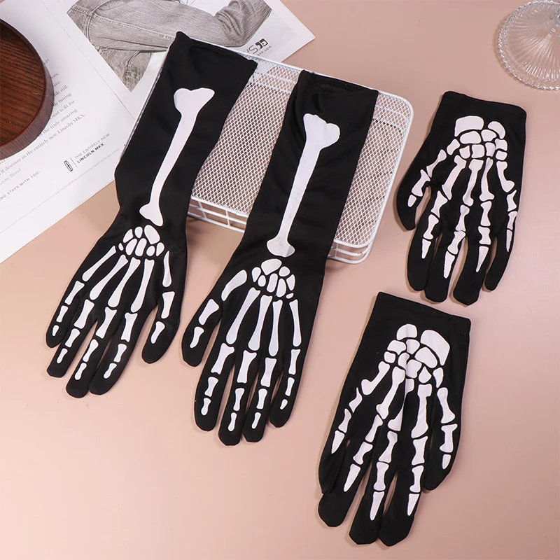 1Pair Punk Skeleton Skull Gloves Halloween Cosplay Gloves Unisex Masquerade Props Cocktail Horror Party Glove