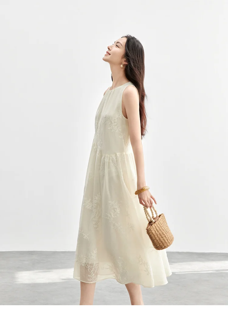 SENTUBILA Damen Sommerkleid 2026 Elegantes Damen-Sommerkleid mit Stickerei Ärmellos Urlaubskleid Langes Kleid für Frauen 151L58207 – Detail 21