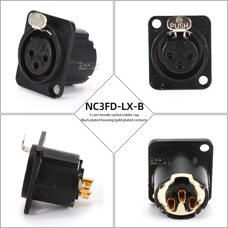 NEUTRIK Silver Gold Plated D-type XLR Socket NC3FD-LX 3-core Microphone Receptacle Male Female XLR Balanced Base Connector