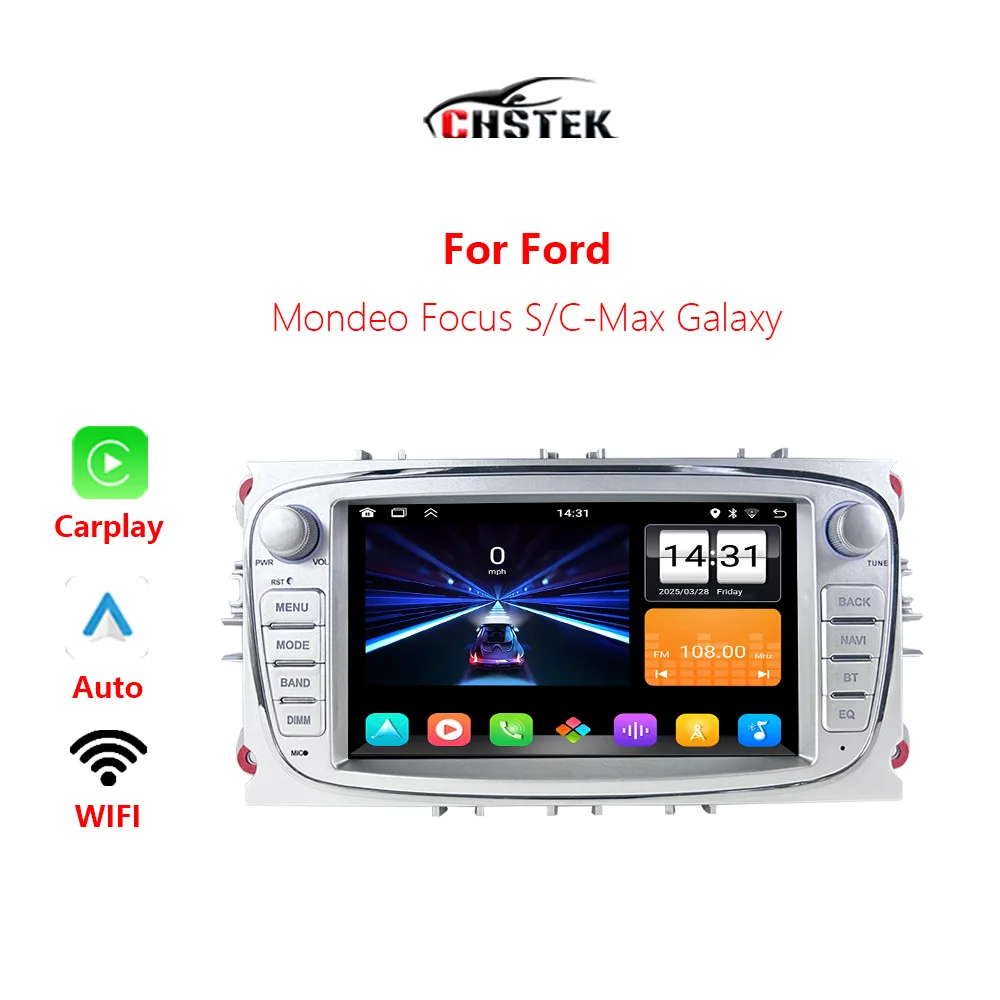 

CHSTEK Car Radio Carplay For Ford Focus Mondeo Galaxy C-Max S-Max 2007-2011 Convers+ Android Auto Navigation Bluetooth WIFI GPS