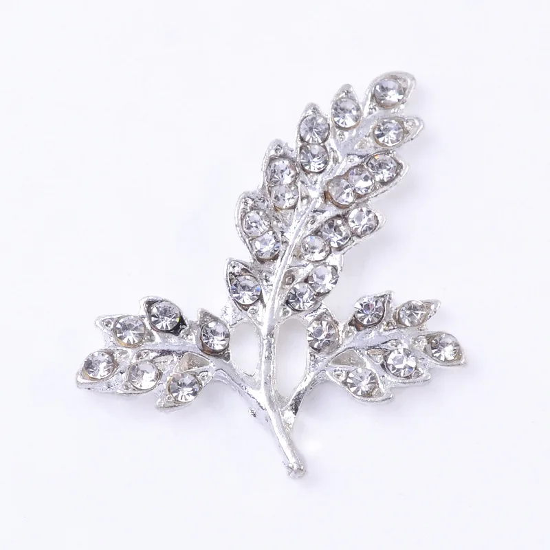 10 Pcs/Lot Tree Branch Leaves Flower Gold Silver Rhinestone Buttons Flatback Ornaments For DIY Crafts Hair Bouquet Accessories