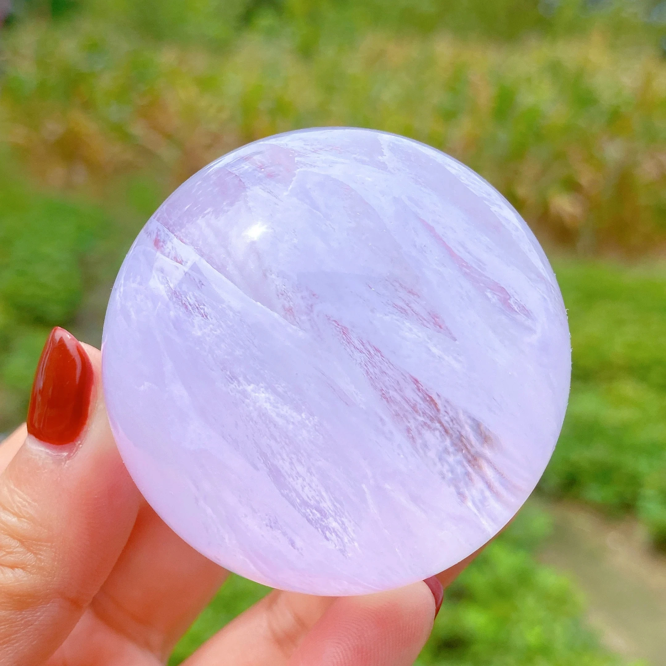 

1pc Pink Smelting Stone Sphere, Hand Carved Quartz Sphere, Home Decor, Crystal Collectible, Holidays Gifts