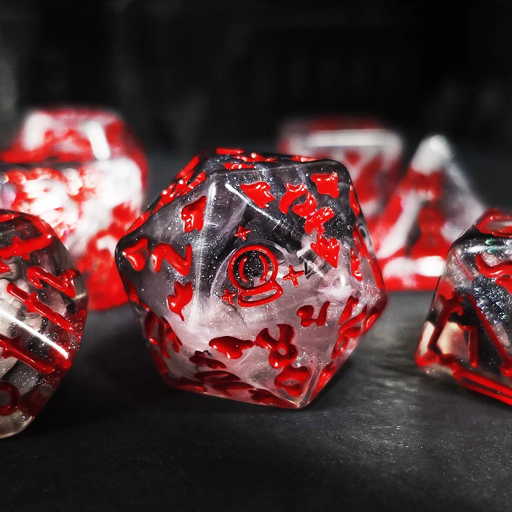 7-Piece Set of Wizard Dice Set Resin Material Polygonal Dice Suitable for Entertainment Tabletop Games