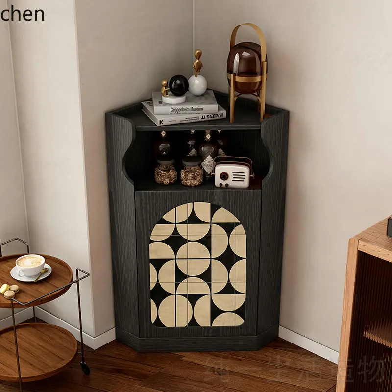 CZ Retro Geometric Solid Wood Home Living Room Bedroom Corner Triangle Cabinet Hotel Restaurant Storage Cabinet Corner Cabinet