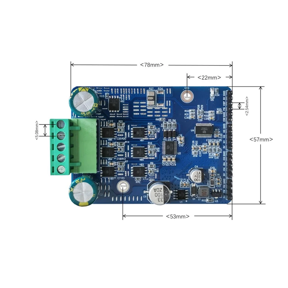 DC 6-80V BLDC Three Phase DC Brushless Motor Controller PWM High Power 1600W 20A Hall Motor Control Driver Board Motor Regulator