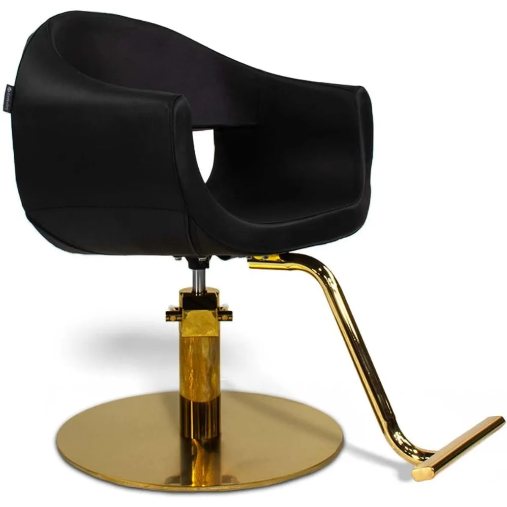 

Salon Styling Chair Milla Black Seat Gold Base, Beauty Salon Barbershop Hair Studio Professional Furniture and Equipment