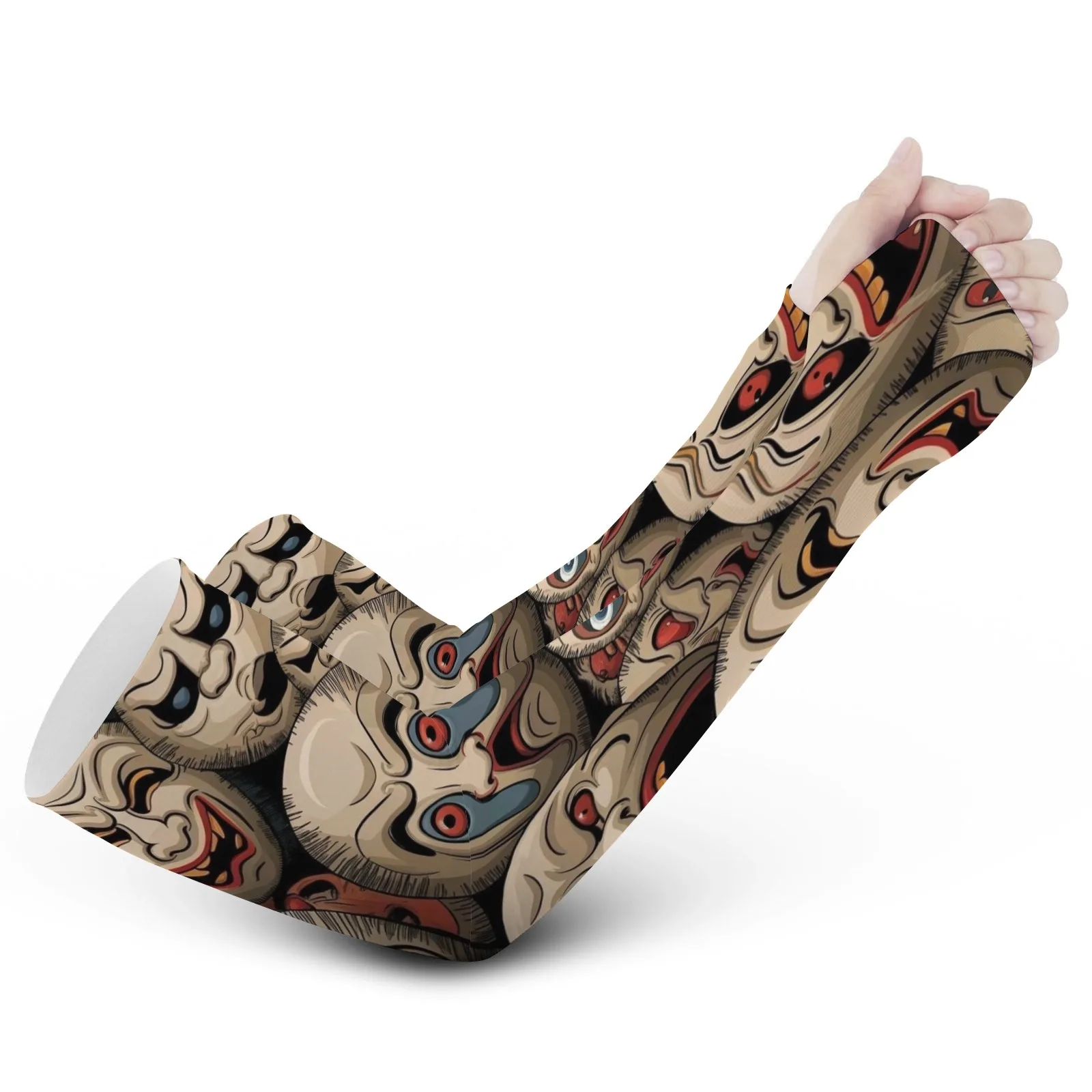 Elegante maschera Eerie unisex stampata con protezione UV, maniche da ghiaccio elastiche e traspiranti, regalo perfetto per l'uso all'aperto