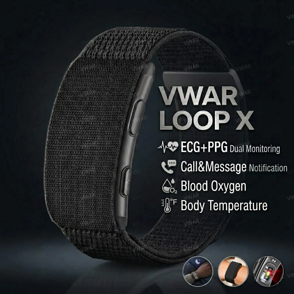 

VWAR LOOP X ECG Smart Bracelet Heart Rate Blood Pressure Waterproof Health Fitness Tracker 2026 New Screenless Smartwatch