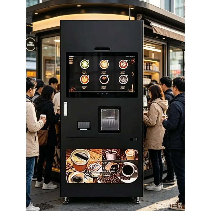 2026 Original Factory Fully Automatic Small Outdoor Coffee Vending Machine Convenient Indoor Features with Qr Code Metal Stirrer