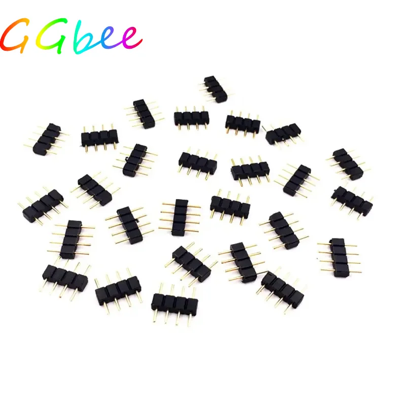 4 PIN LED Connector Adapter Needle Male Type Double Connector for RGB 5050 3528 2835 LED Strip DIY Colorful Lights Insert