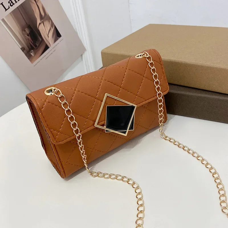 Torba damska New Fashion Casual High Grade Feeling Checkered Diamond Embroidery Chain One Shoulder Small Square Bag Crossbody Bag