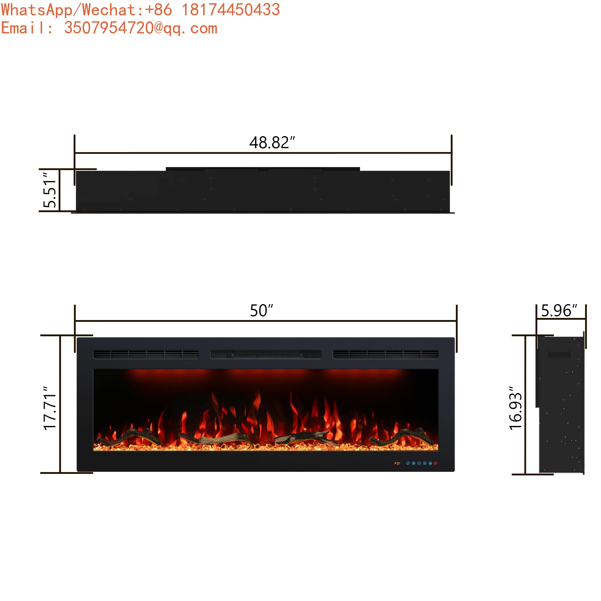Luxstar Factory-Direct WiFi Enabled Electric Fireplace App Control Household Use Energy-Efficient Class 400 Sq Ft Heating Area
