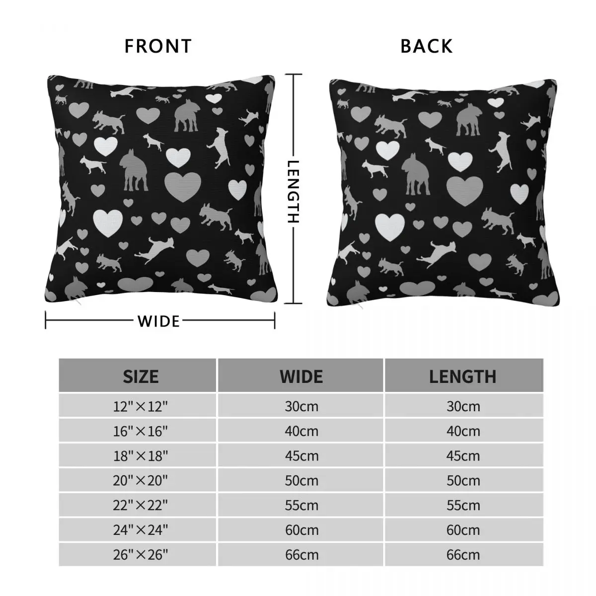 English Bull Terrier Love Valentine Square Pillowcase Polyester Linen Velvet Zip Decorative Throw Pillow Case Sofa Cushion Cover