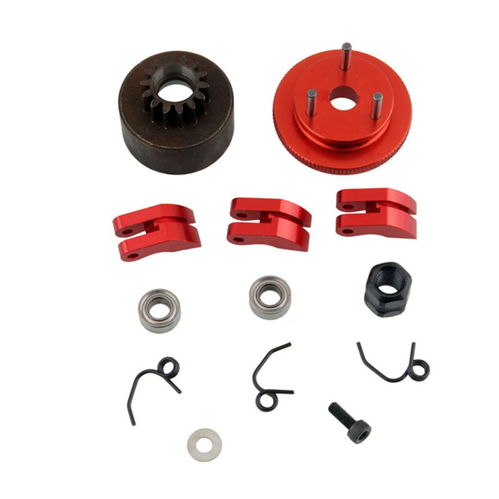 YSUN-3X RC Clutch Bell 14T Gear Bearing Clutch Shoes Springs Cone&Engine Nut Flywheel Assembly For Nitro Car HPI HSP Traxxas