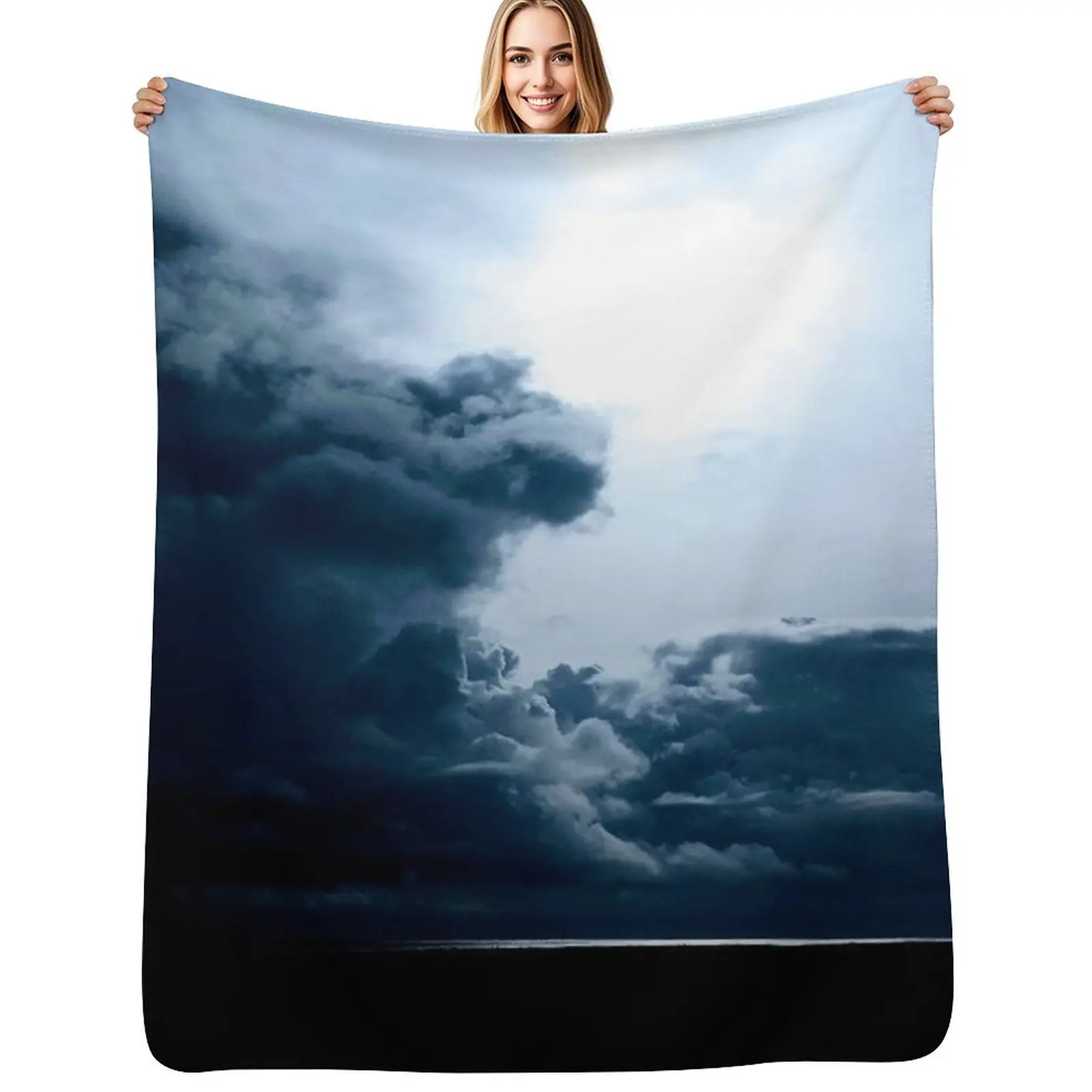 Storm Clouds Over The Sea Throw Blanket Soft Warm Blanket Gift for Grandparents